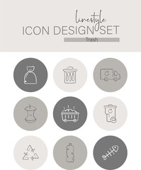 Linestyle Icon Design Set Trash