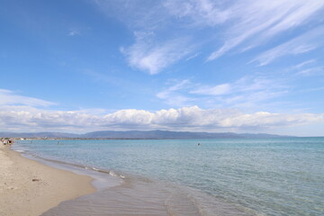Poetto Beach in Cagliari, Sardinia, Italy