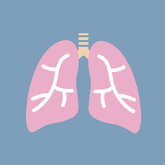 lungs icon, breath linear sign on blue background - editable vector illustration eps10