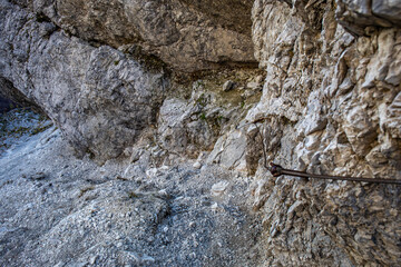 Fototapeta na wymiar Climbing in Julian alps, Slovenia 