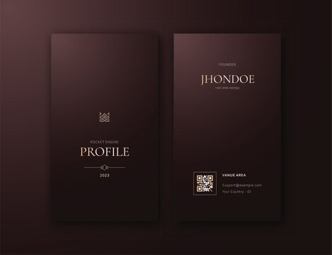 A brown card Elegant feminine vertical business card editable template