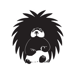Stylized cute shaggy panda bear sketch closeup. Also good for tattoo. Editable vector monochrome image with high details isolated on white background