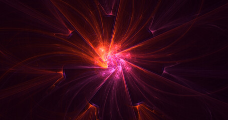 3D rendering abstract multicolor fractal light background