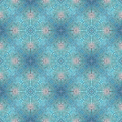 Seamless colorful oriental ornament. Blue textured pattern. - 592514714