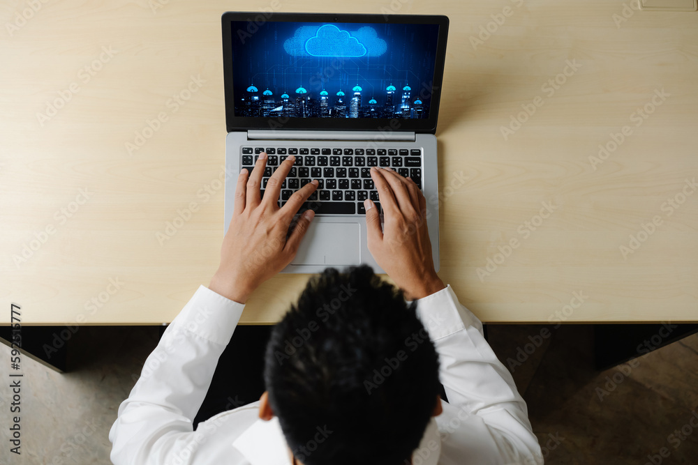 Poster cloud computing software for modish remote work and personal data storage