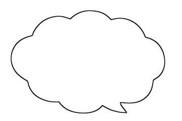 手書き風のシンプルな雲の吹き出しのアイコン　ゆるい　背景のみ透過