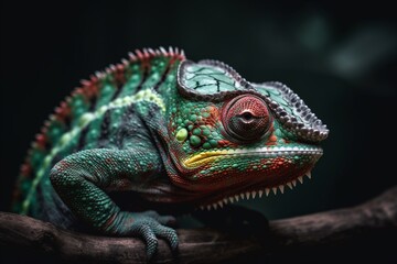 Fototapeta premium green iguana on a black background