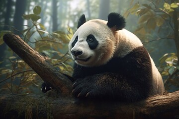 portrait giant panda in the forest
