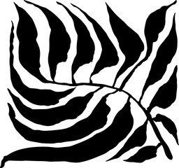 Tropic Leaf Black Square Silhouette