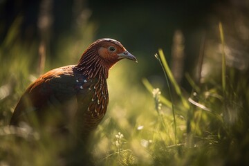 Obraz premium portrait of a pheasant in the forest grass