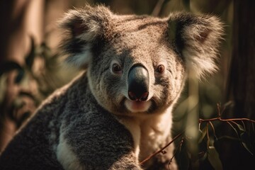 Naklejka premium portrait of koala in forest