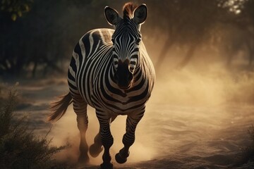 Obraz premium zebras running on the savanna