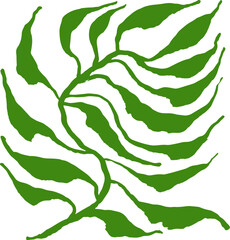 Hand Drawn Brush Artwork Tropical Leaf