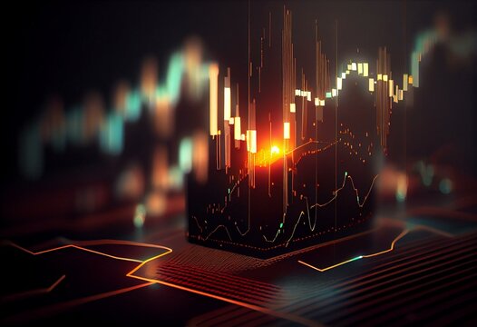 Stock market trading investment candlestick graph. Created with Generative AI technology