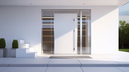 White wooden entrance door for a clean and luxurious effect to be the envy of everyone