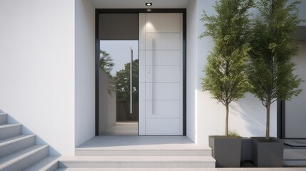 White wooden entrance door for a clean and luxurious effect to be the envy of everyone