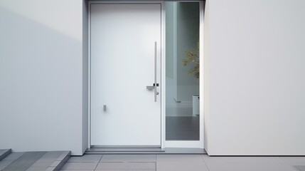 Naklejka premium White wooden entrance door for a clean and luxurious effect to be the envy of everyone