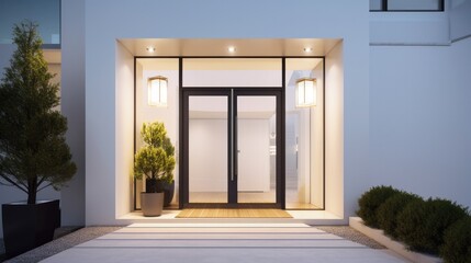 White wooden entrance door for a clean and luxurious effect to be the envy of everyone