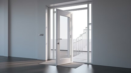 Fototapeta premium White wooden entrance door for a clean and luxurious effect to be the envy of everyone