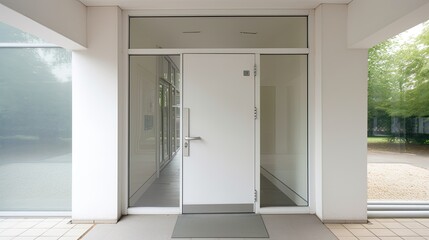 White wooden entrance door for a clean and luxurious effect to be the envy of everyone