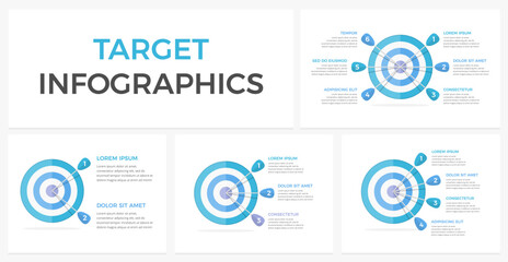 Infographic templates with target with different amount of arrows, success concept, vector eps10 illustration
