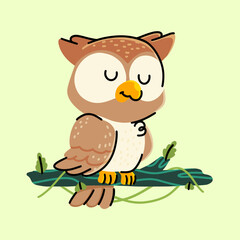 Cute Owl cartoon. vector cartoon illustration
