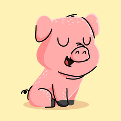 Obraz na płótnie Canvas Cute Pig cartoon. vector cartoon illustration