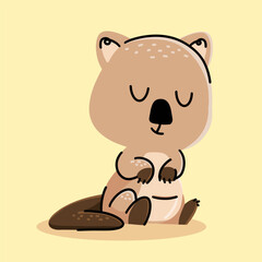 Cute Quokka cartoon. vector cartoon illustration