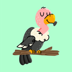 Cute Vulture cartoon. vector cartoon illustration