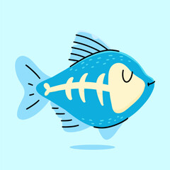 Cute X-ray fish cartoon. vector cartoon illustration
