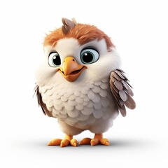Fototapeta premium Eagle white background, cute, 3D, cartoon, Generative AI, animal