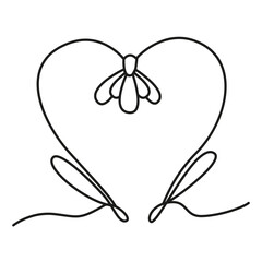 Vector image of a snowdrop in the power of line art. Seamless illustration of delicate snowdrops in the heart. The concept of wedding and first love