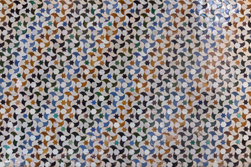 Islamic Moorish architecture style tiles colorful mosaic background, geometric pattern