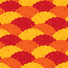 紅葉した山々の模様　シームレスパターン