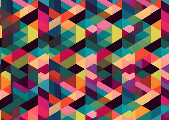  A Mosaic of Abstract Triangles Pattern, rich with dynamic colors and compelling geometric complexity