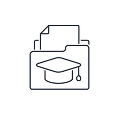 Selection of student educational materials. Vector linear icon isolated on white background.