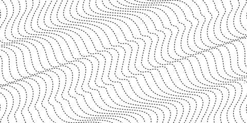 Abstract wavy dotted curved lines on white background. Abstract seamless pattern with lines background.