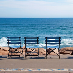 Fototapeta na wymiar Chairs on the shores