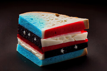 American flag red blue white sandwich. Generative Ai