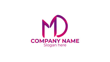 M and D letter logo design template for brand. Logo, signs, labels, identity, badges for business brands. Vector Illustration
