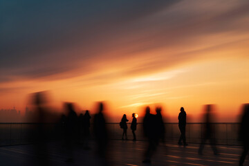 People at rush hour, walking commuting city concept. Generative ai.