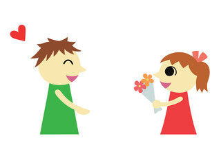 父親に花束を渡す女の子2