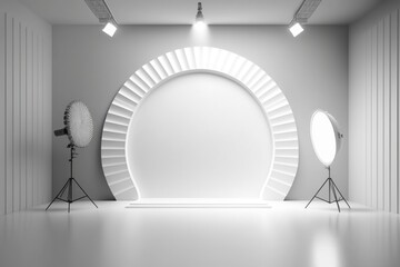The blank white wall in the modern interior, 3D Render