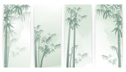 A set of vector bamboo ink wallpapers
