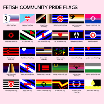LGBT sexual identity pride flags gender collection. Flag of gay, lesbian, transgender, bisexual. Vector Illustration