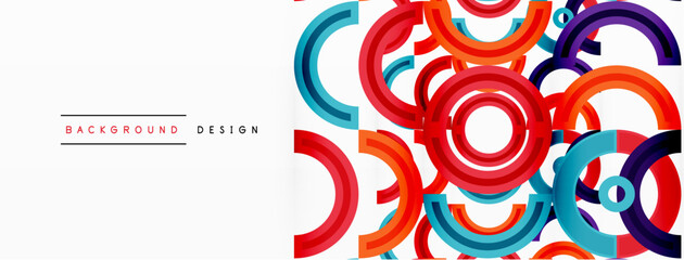 Circles are arranged in a grid pattern abstract background and feature a range of different colors, including shades of various colors. Template for wallpaper, banner, presentation, background