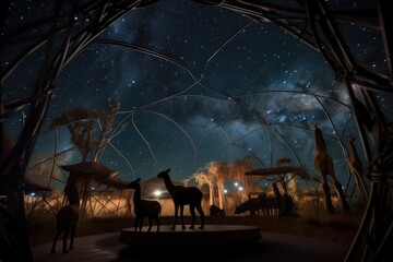 a starry night sky, with a view of the cosmic zoo and its inhabitants, created with generative ai