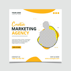 Creative marketing agency social media post vector template.
