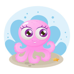 Vector cute octopus illustration