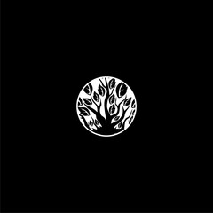  Circle tree logo icon isolated on dark background